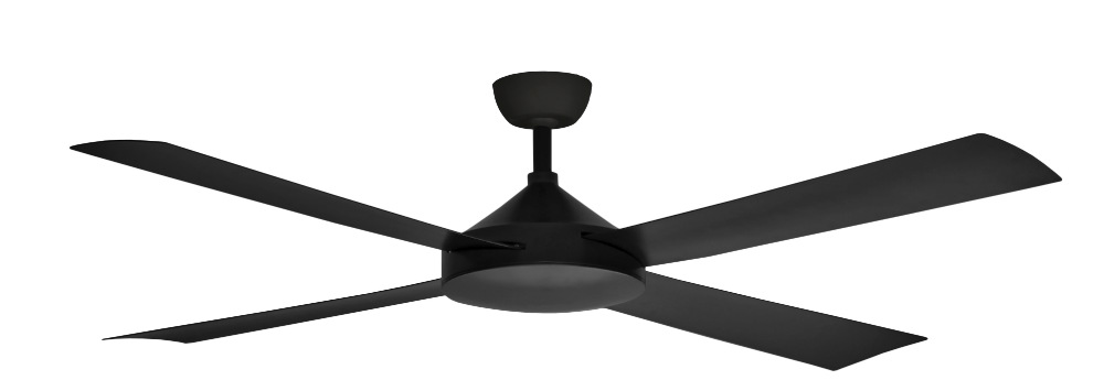 Contemporary Milano Matt Black No Light (4 Blade) AC Motor Fan