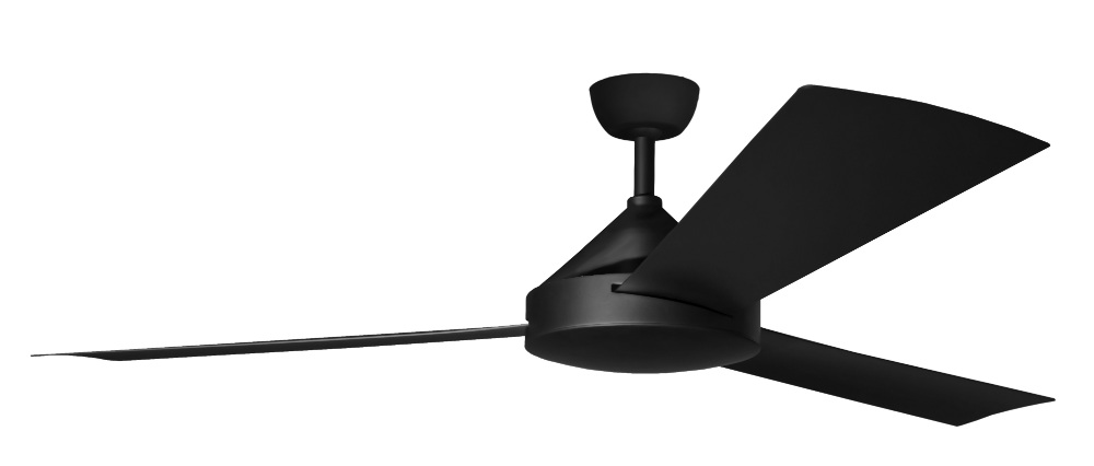 Contemporary Milano Matt Black No Light (3 Blade) AC Motor Fan