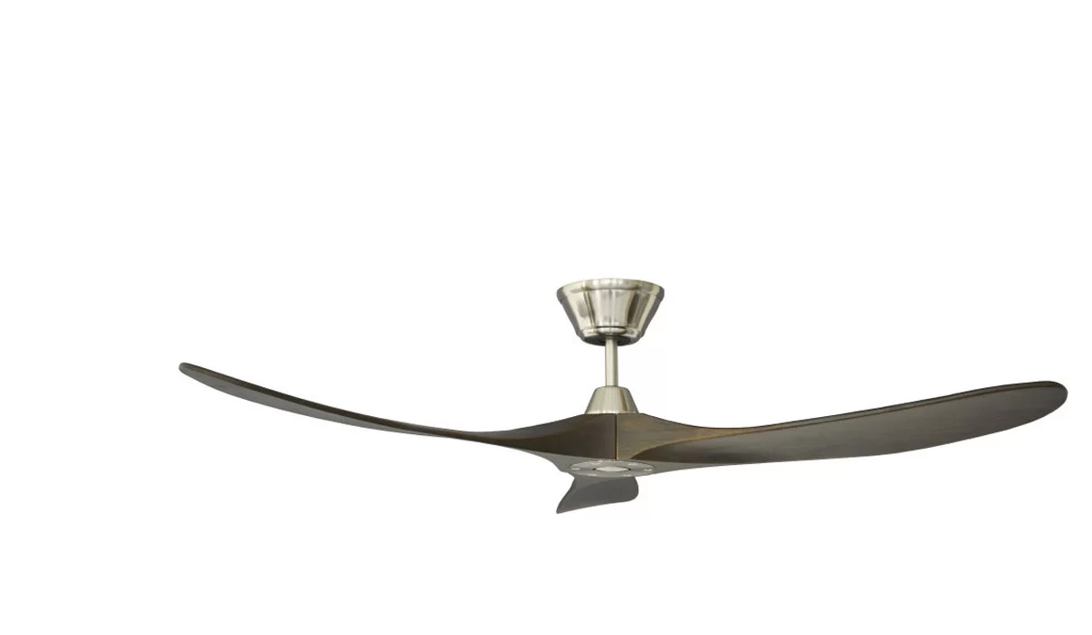 Milano SLIDER Junior Brushed steel finish with Walnut (solid timber) blade fan -No Light