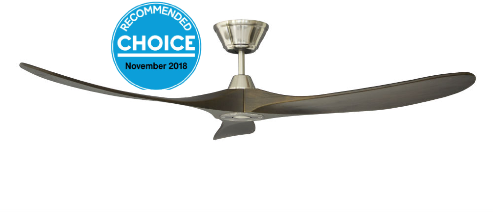 Milano Slider Slider Junior Brushed Steel Finish With Walnut Solid Timber Blade Fan No Light