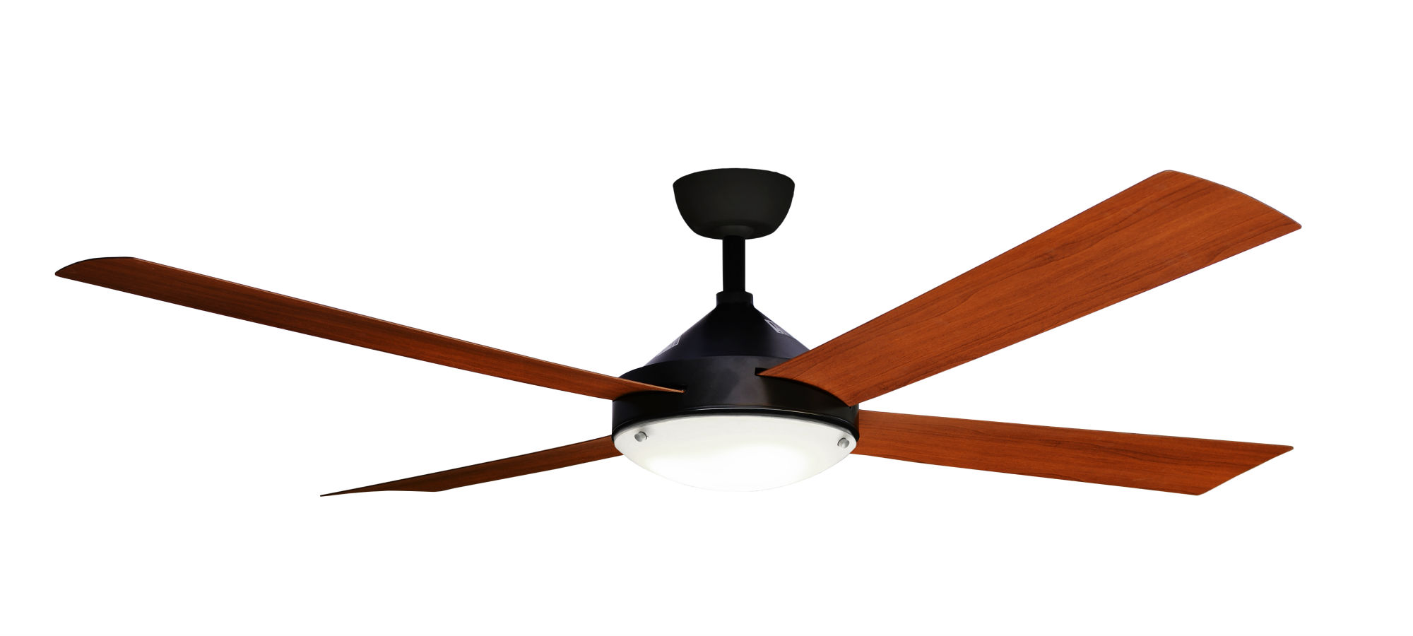 Milano Matt Black With Dark Teak Finish 4 Metal Blade Fan With Led Light Ac Motor Fan