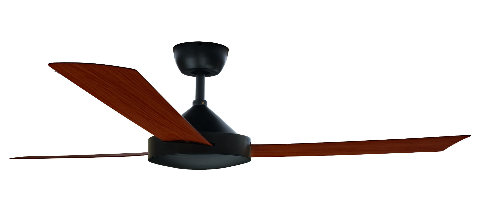 Contemporary Milano Matt Black With Dark Teak Finish 3 Metal Blade Fan (No Light) AC Motor Fan