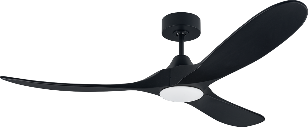 Milano SLIDER NOVA Full Moon Matt Black With Black (Solid Timber) Blade Fan - Dimmable LED Light
