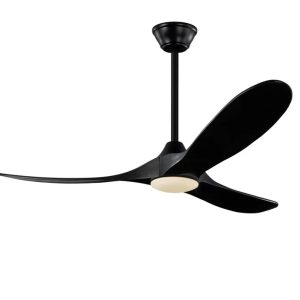 Milano SLIDER NOVA Full Moon Matt Black With Black (Solid Timber) Blade Fan - Dimmable LED Light