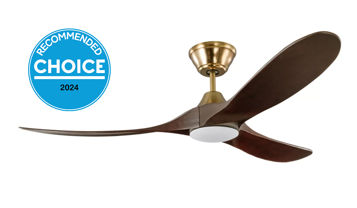 Milano SLIDER NOVA Full Moon Burnished Brass With Walnut Blade Fan - Dimmable LED Light