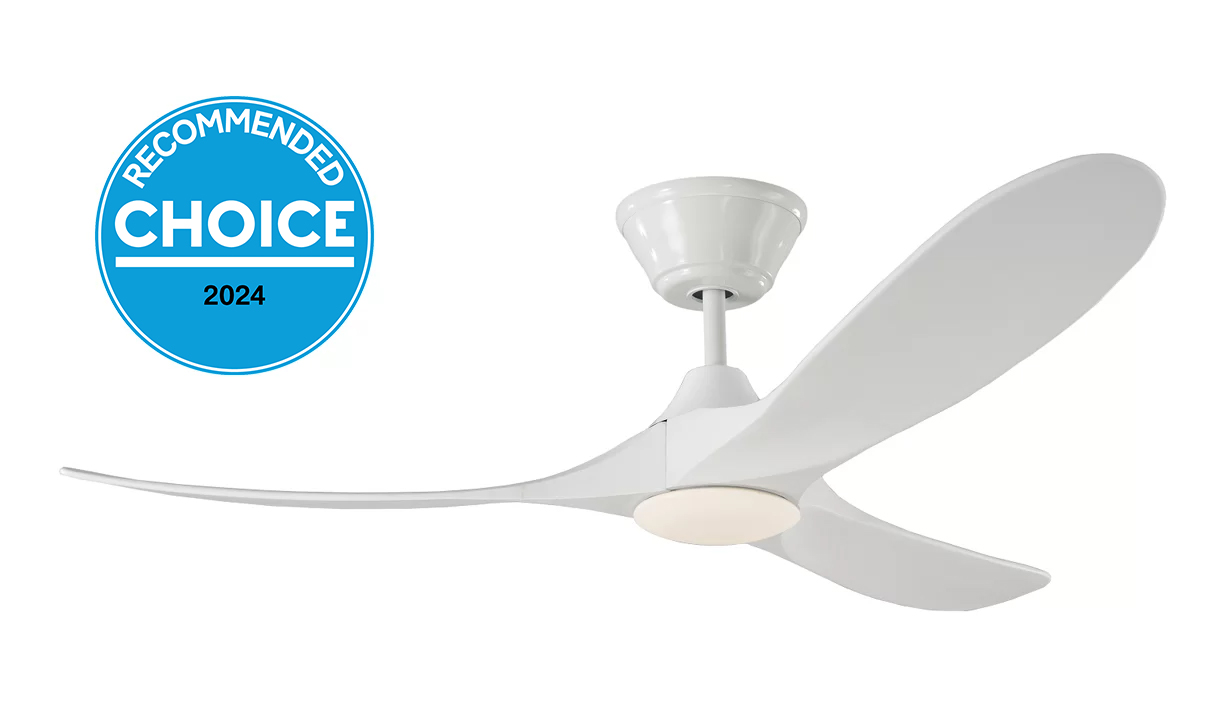 Milano SLIDER NOVA Full Moon White (Solid Timber) Blade Fan - Dimmable LED Light