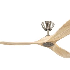 Milano Slider Mini Brushed Steel With Nature Wood Blade - No Light